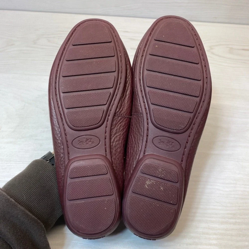 Coach Womens 7.5B Penny Loafer Driving Moccasin Burgundy Leather FG1268